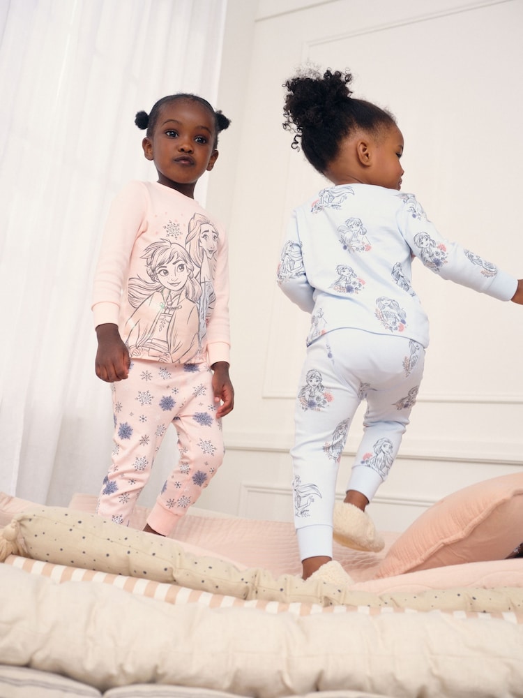 Pink/Blue Disney Frozen Snuggle Pyjamas 2 Pack (9mths-10yrs) - Image 2 of 3
