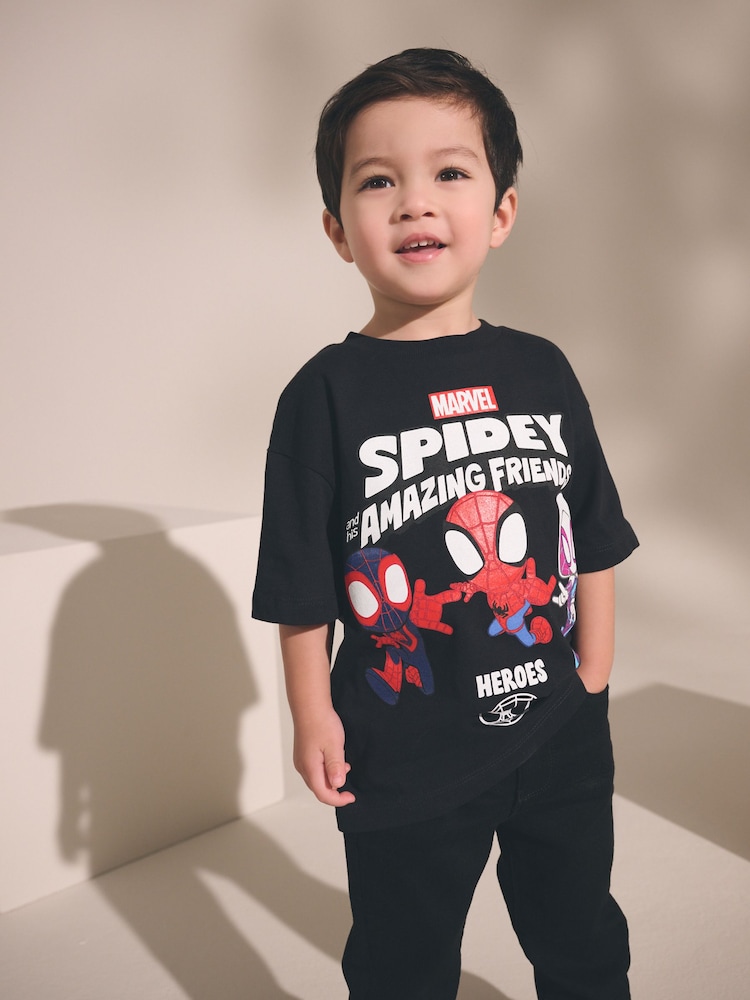 Schwarz - Kurzarm-T-Shirt mit Spider-Man-Motiv aus 100 % Baumwolle (3M.–8J.) - Bild 1 von 7