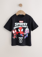 Schwarz - Kurzarm-T-Shirt mit Spider-Man-Motiv aus 100 % Baumwolle (3M.–8J.) - Bild 4 von 7