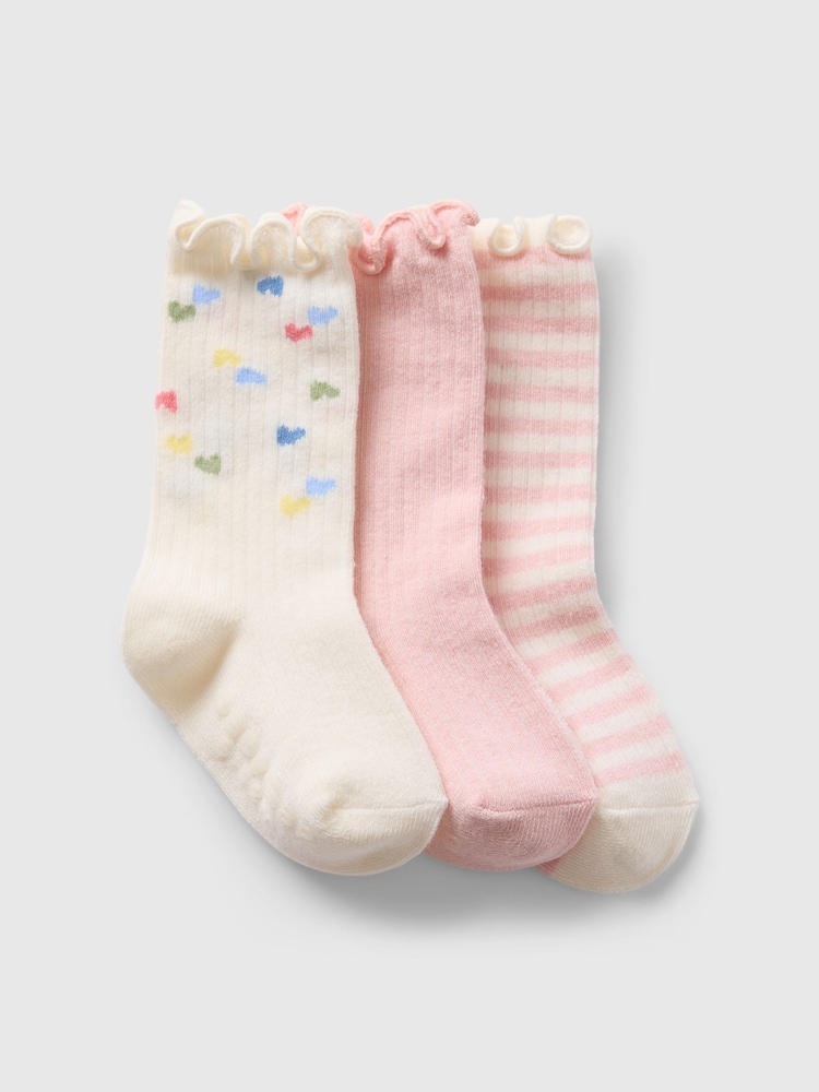 Gap Pink Frills 3 Pack Crew Baby Socks (Newborn-24mths) - Image 1 of 1