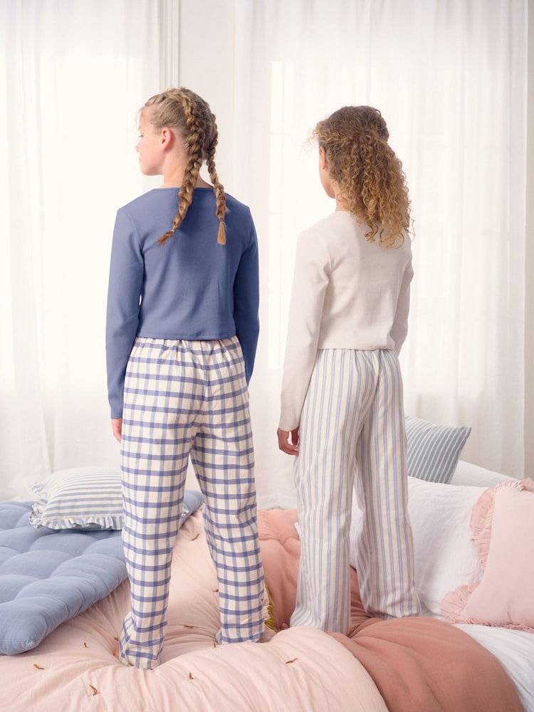 Blue/Neutral Woven Pyjama Bottoms 2 Pack (3-16yrs) - Image 2 of 5