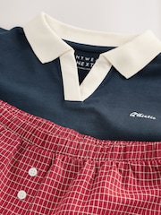 أزرق داكن/عنابي - Rugby Style Top and Woven Shorts Set (6-16yrs) - صورة 3 من 4