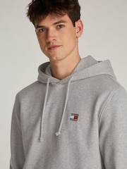 Tommy Jeans Grey Regular Badge 100% Cotton Hoodie - Image 4 of 6