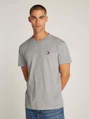 Tommy Jeans Grey Regular Fit Badge 100% Cotton T-Shirt - Image 1 of 4
