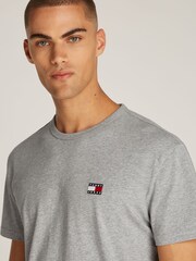 Tommy Jeans Grey Regular Fit Badge 100% Cotton T-Shirt - Image 3 of 4