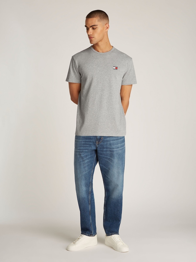 Tommy Jeans Grey Regular Fit Badge 100% Cotton T-Shirt - Image 4 of 4