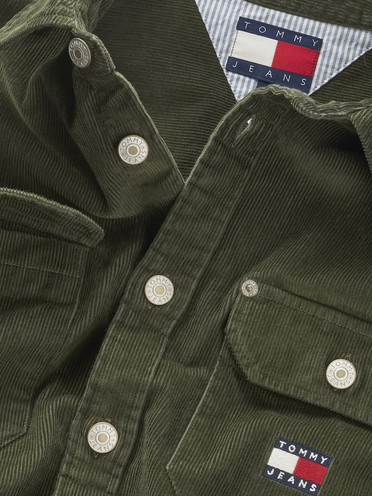 Tommy Jeans Green Corduroy 100% Cotton Shirt - Image 3 of 3