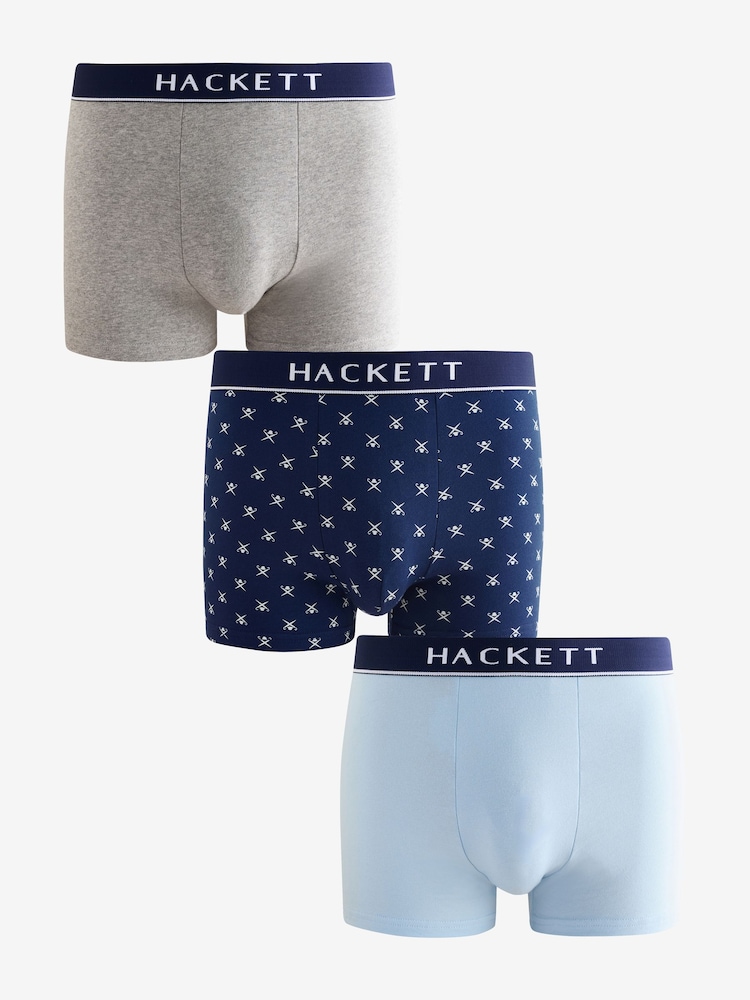 Hackett Pack Of 3 Cotton Boxer Trunks - Image 1 of 13 Hackett Pack Of 3 Cotton Boxer Trunks - Image 1 of 13
