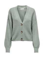 Зеленый - ONLY Button Down Ribbed Knitted Cardigan - Изображение 5 из 6