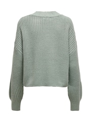 Зеленый - ONLY Button Down Ribbed Knitted Cardigan - Изображение 6 из 6