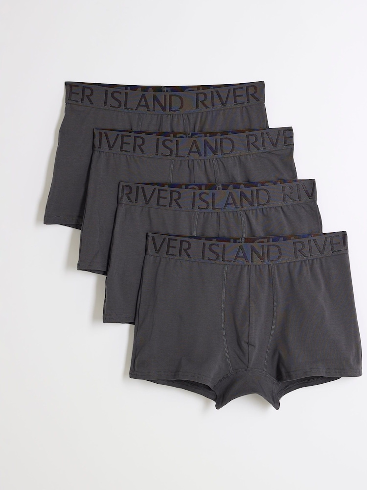 River Island Grey Jacquard Trunks 4 Packs - Image 1 of 4
