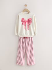Cream/Red Bow Santa Sweatshirt Pyjamas (2-16yrs) - Image 4 of 7