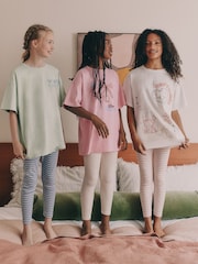 Pink/Blue Bow Print Legging Pyjamas 3 Pack (3-16yrs) - Image 1 of 12