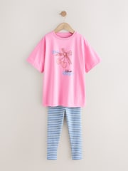 Pink/Blue Bow Print Legging Pyjamas 3 Pack (3-16yrs) - Image 10 of 12