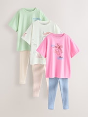 Pink/Blue Bow Print Legging Pyjamas 3 Pack (3-16yrs) - Image 6 of 12