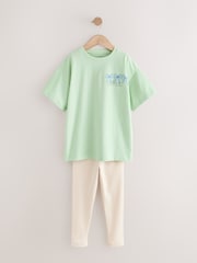 Pink/Blue Bow Print Legging Pyjamas 3 Pack (3-16yrs) - Image 9 of 12