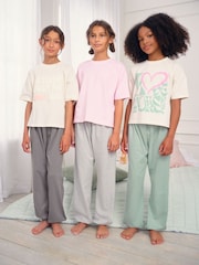 Green/Pink Love Slogan Jogger Pyjamas 3 Pack (3-16yrs) - Image 2 of 12