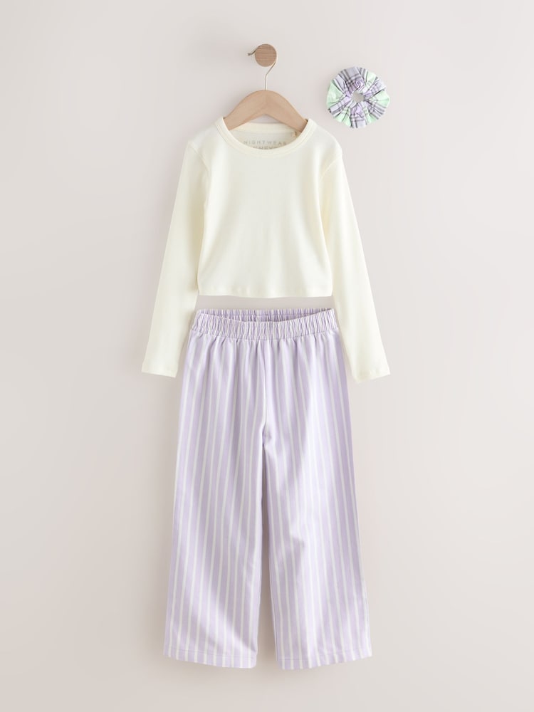 Purple/Green Woven Bottom Pyjamas 2 Pack with Hair Scrunchies (3-16yrs) - Image 2 of 7 Purple/Green Woven Bottom Pyjamas 2 Pack with Hair Scrunchies (3-16yrs) - Image 2 of 7