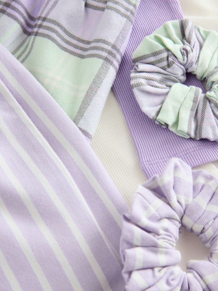 Purple/Green Woven Bottom Pyjamas 2 Pack with Hair Scrunchies (3-16yrs) - Image 7 of 7 Purple/Green Woven Bottom Pyjamas 2 Pack with Hair Scrunchies (3-16yrs) - Image 7 of 7