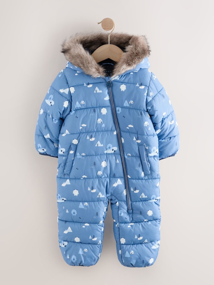 Blue Shower Resistant Snowsuit (3mths-7yrs) - Image 1 of 4 Blue Shower Resistant Snowsuit (3mths-7yrs) - Image 1 of 4