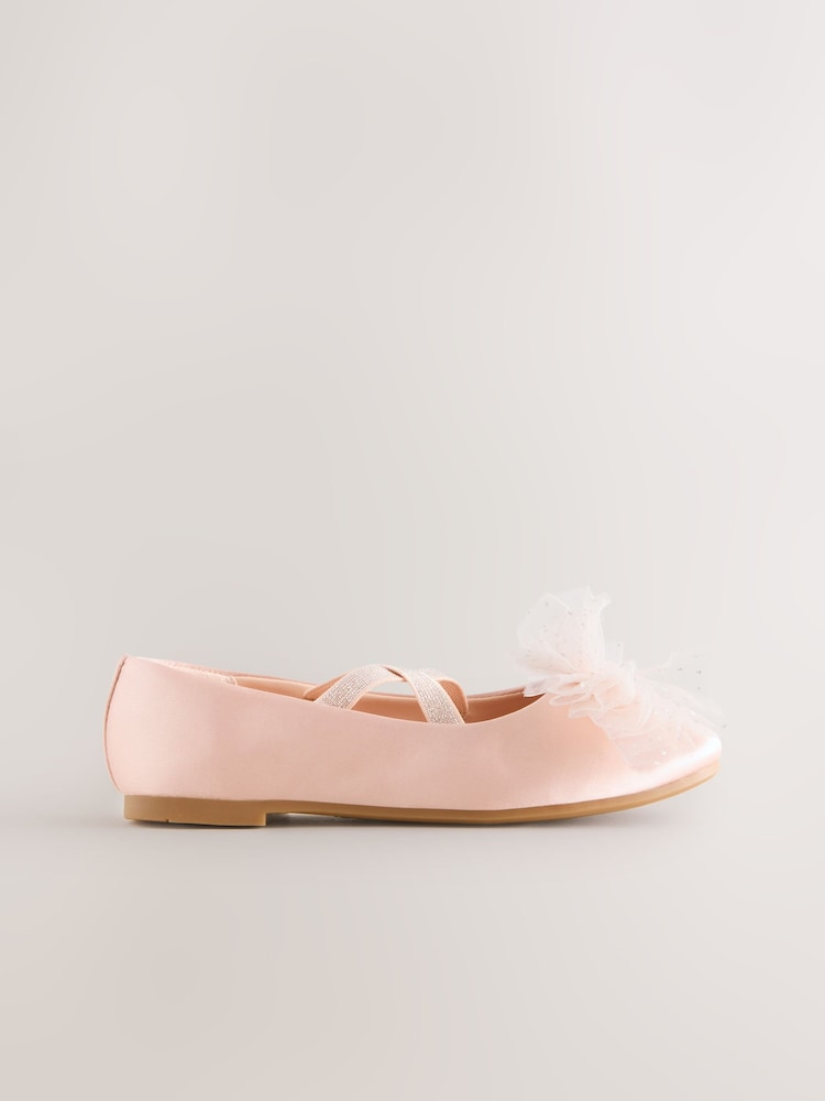 Pink Bow Satin Ballet Shoes - Image 2 of 5