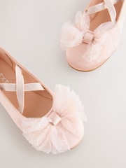 Pink Bow Satin Ballet Shoes - Image 3 of 5