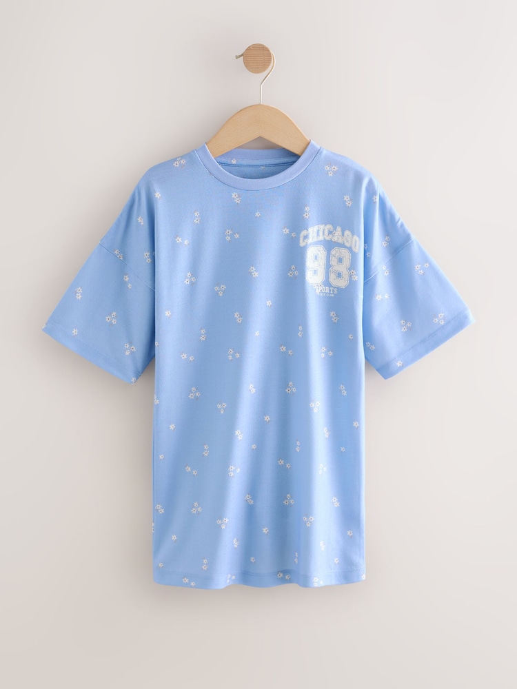 Blue/Ecru Chicago Print Nighties 2 Pack (3-16yrs) - Image 2 of 6 Blue/Ecru Chicago Print Nighties 2 Pack (3-16yrs) - Image 2 of 6
