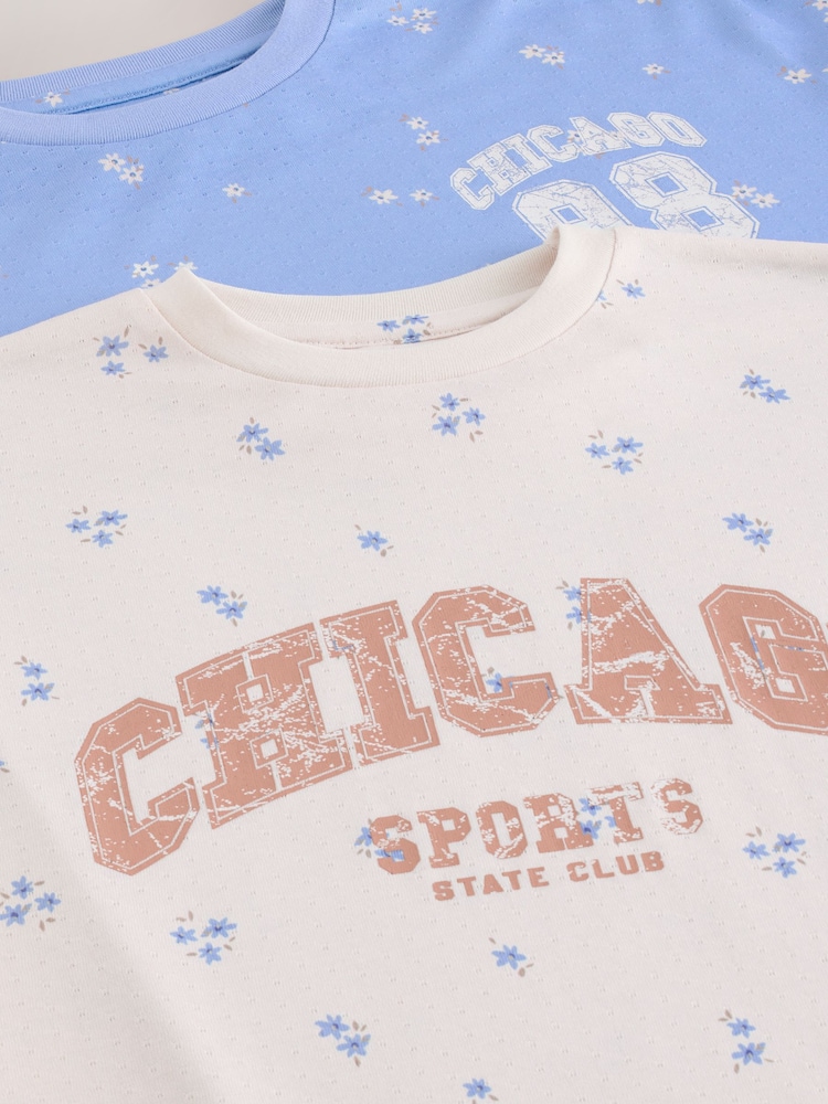 Blue/Ecru Chicago Print Nighties 2 Pack (3-16yrs) - Image 6 of 6