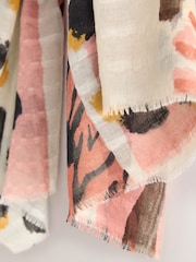 Pink Palm Motif Lightweight Scarf - Image 2 of 3