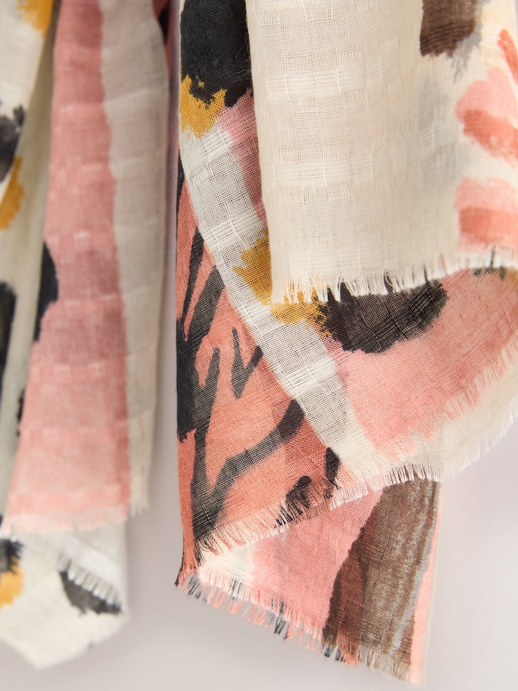 Pink Palm Motif Lightweight Scarf - Image 2 of 3