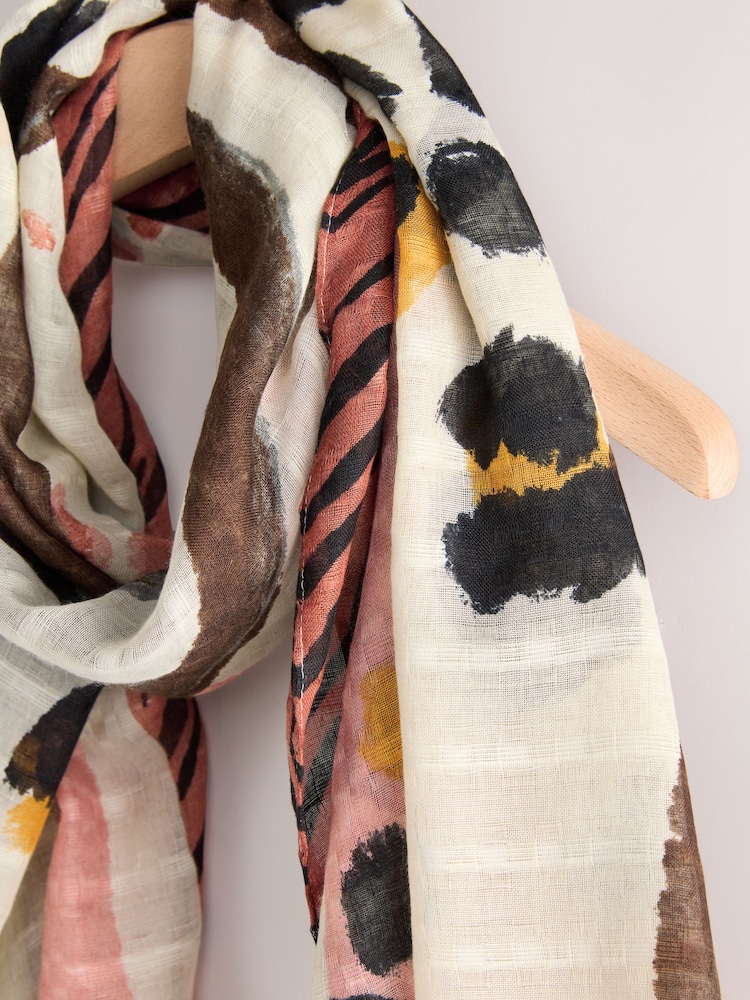 Pink Palm Motif Lightweight Scarf - Image 3 of 3