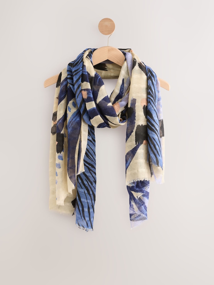 Blue Animal Print Spliced - Легкий шарф - Image 1 of 3