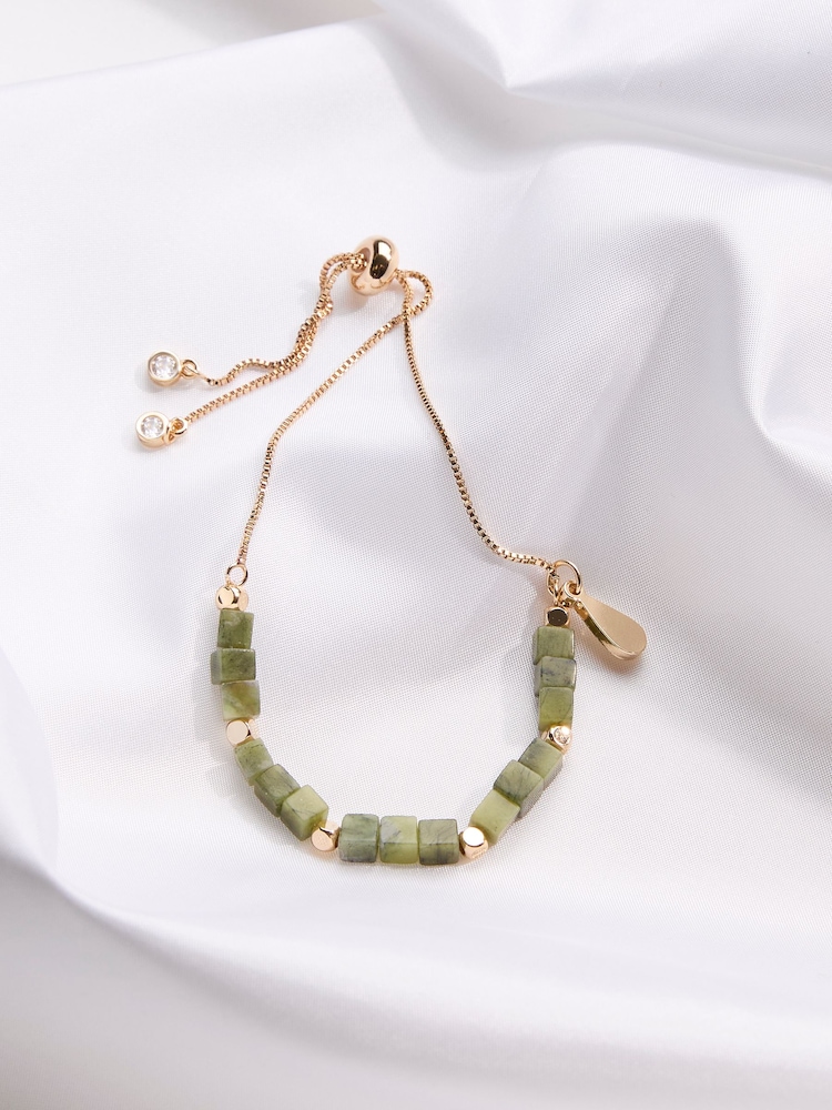 FatFace Green Beaded Adjustable Bracelet - Image 1 of 2