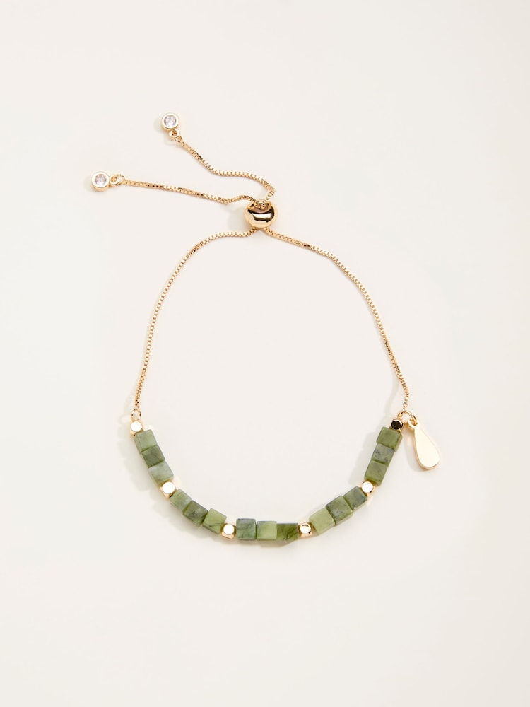FatFace Green Beaded Adjustable Bracelet - Image 2 of 2
