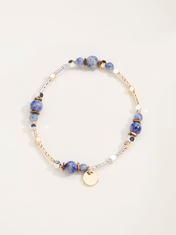 FatFace Navy Beaded Stretch Bracelet - Image 1 of 2 FatFace Navy Beaded Stretch Bracelet - Image 1 of 2