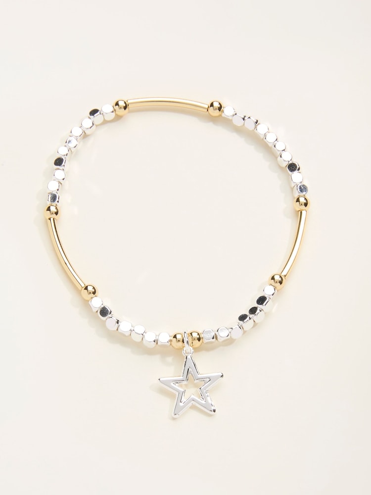 FatFace Silver Tone Star Stretch Bracelet - Image 1 of 2 FatFace Silver Tone Star Stretch Bracelet - Image 1 of 2