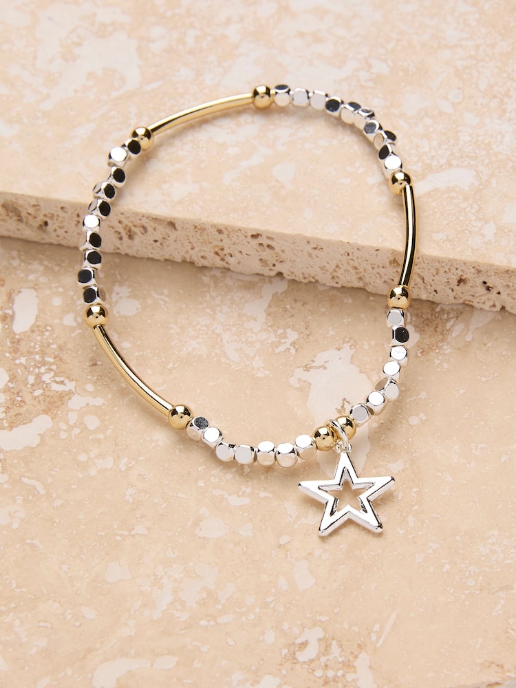 FatFace Silver Tone Star Stretch Bracelet - Image 2 of 2 FatFace Silver Tone Star Stretch Bracelet - Image 2 of 2