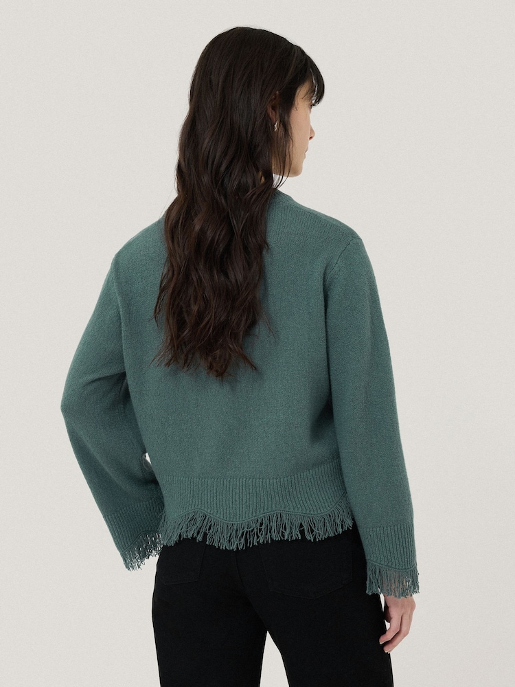 Jigsaw Blue Silk Blend Boucle Fringe Top - Image 2 of 6