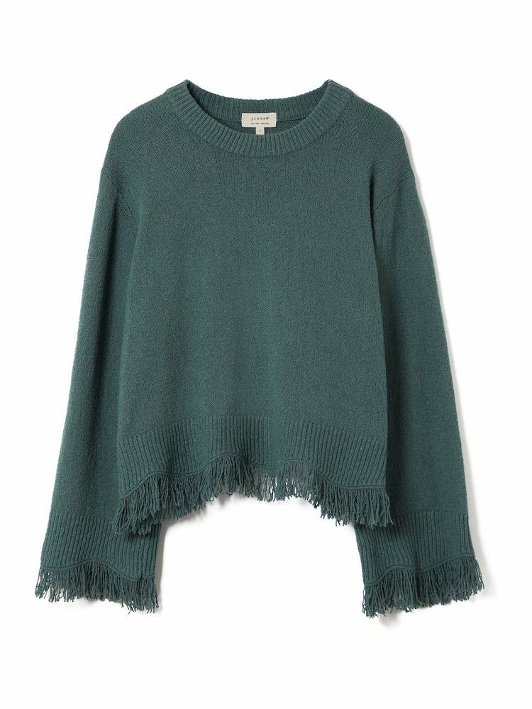Jigsaw Blue Silk Blend Boucle Fringe Top - Image 6 of 6