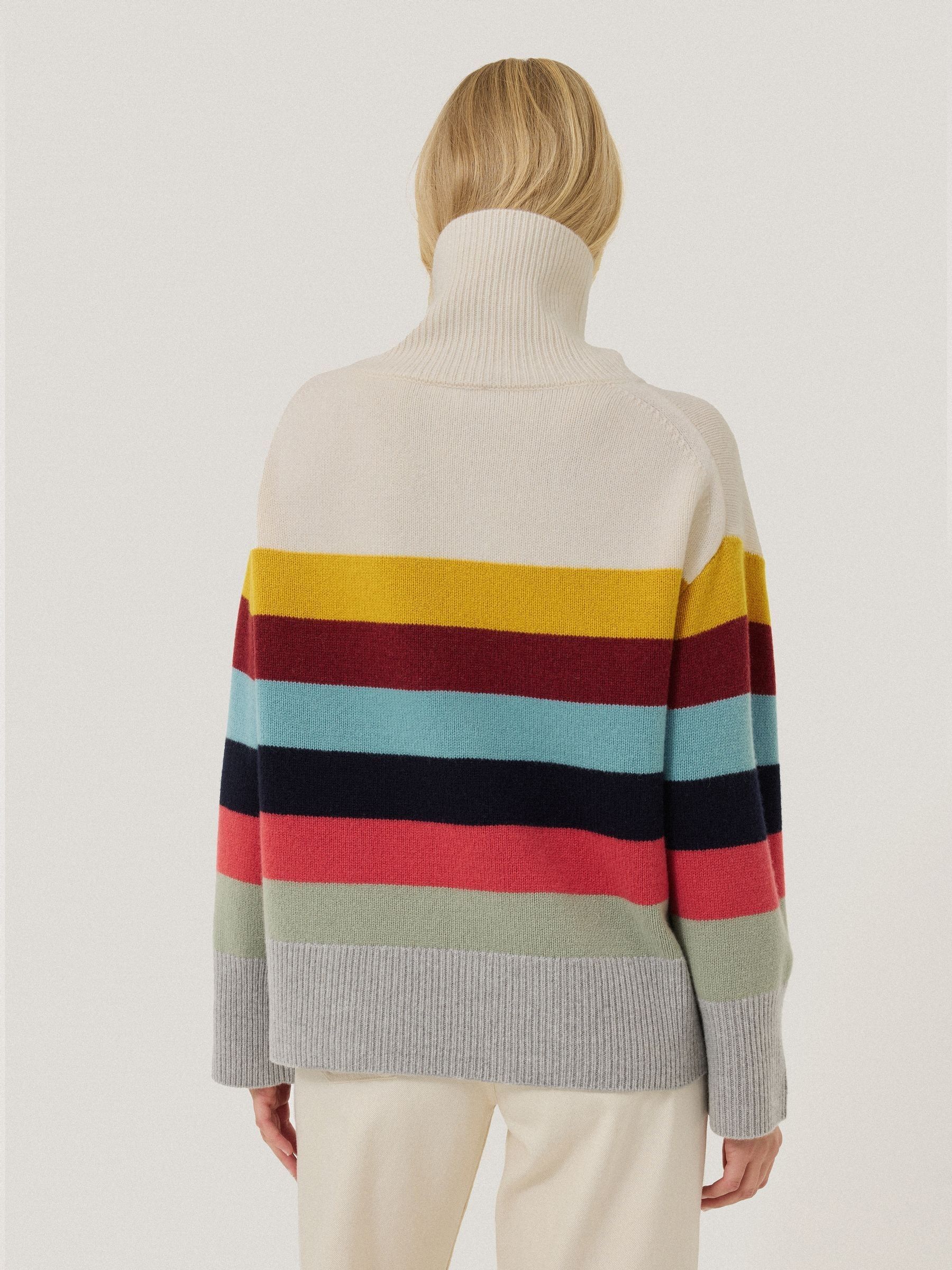 【史上最も激安】 Buy Jigsaw Grey Wool Multi Stripe Turtleneck Jumper from トップス