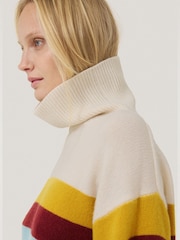 Jigsaw Grey Wool Multi Stripe Turtleneck Jumper - Image 4 of 7