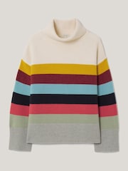 Jigsaw Grey Wool Multi Stripe Turtleneck Jumper - Image 6 of 7