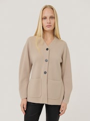 Jigsaw Cream Darted Longline Knit Jacket - Image 1 of 7