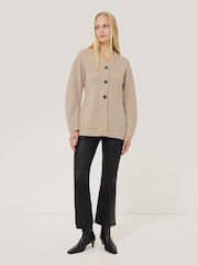 Jigsaw Cream Darted Longline Knit Jacket - Image 3 of 7