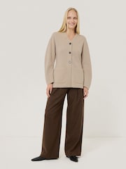Jigsaw Cream Darted Longline Knit Jacket - Image 6 of 7
