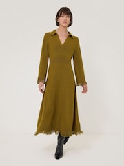 Jigsaw Green Silk Blend Boucle Dress - Image 1 of 7