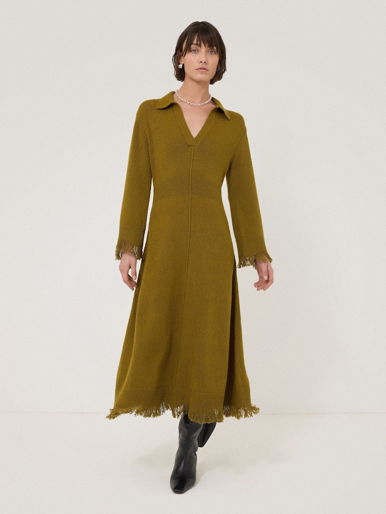 Jigsaw Green Silk Blend Boucle Dress - Image 1 of 7