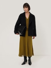 Jigsaw Green Silk Blend Boucle Dress - Image 6 of 7