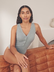 Grey Marl Sleeveless Henley Bodysuit - Image 2 of 2