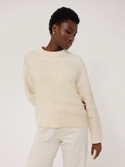 Jigsaw Cream Loop Intarsia Jumper - Image 1 of 5